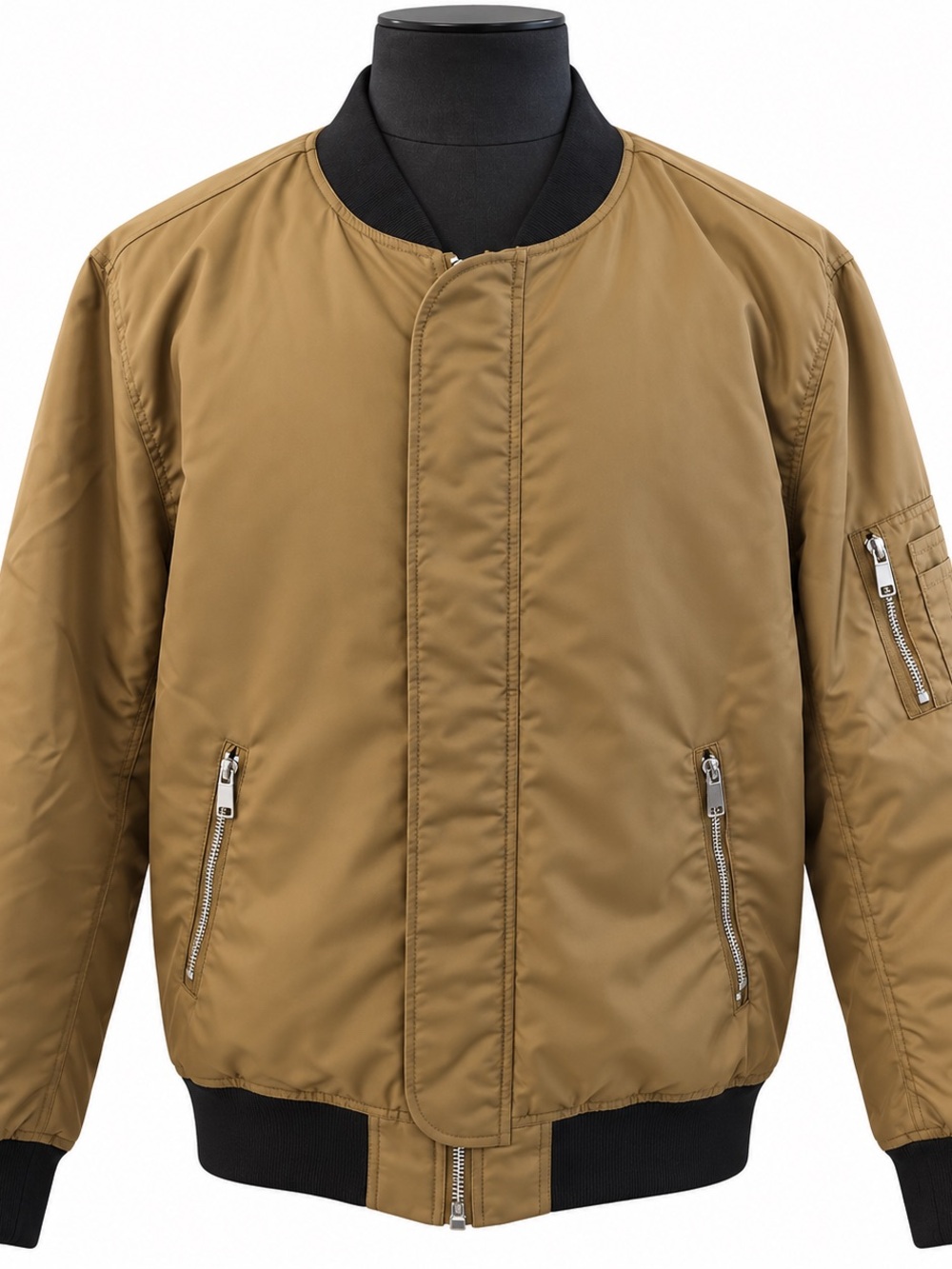 H&M Men's Bomber Jacket - Deep Khaki / Mustard Colourway
